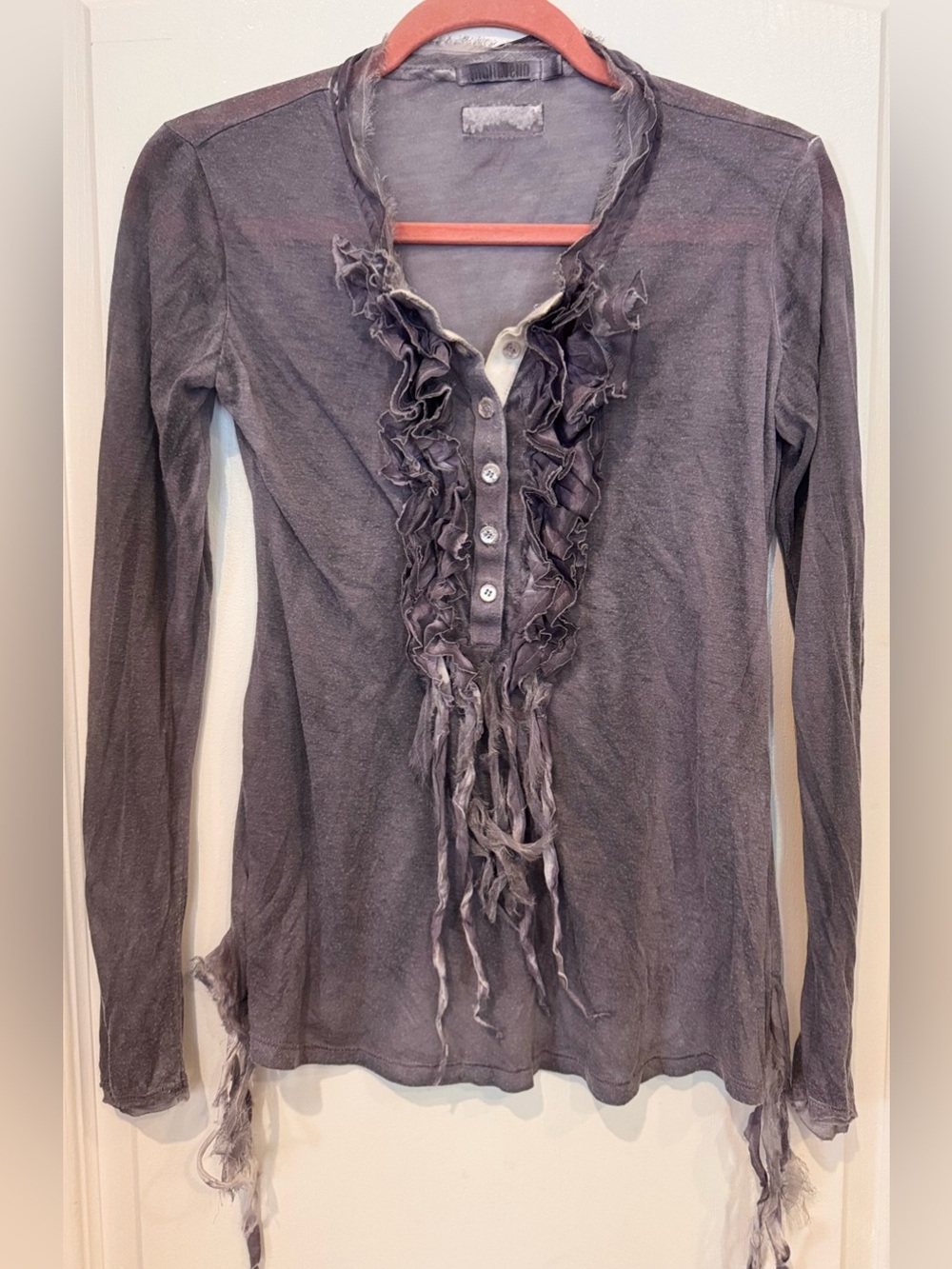 MONORENO Tasseled Long Sleeve Blouse Soft Purple Small